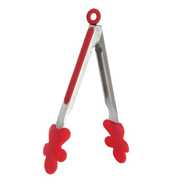 Red Floral Design Silicone Tong