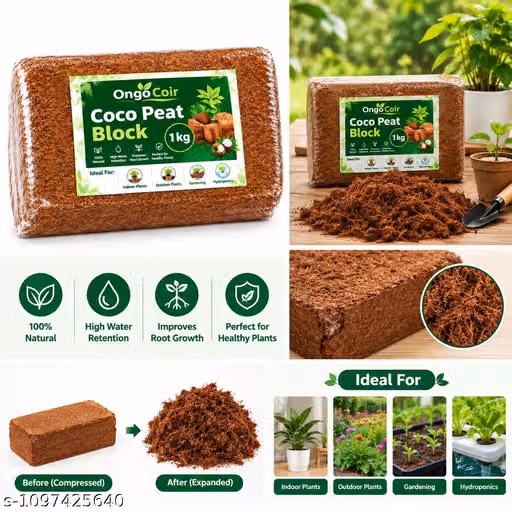 Ongo Coir Coco Peat Block 5kg – Natural Growing Medium for Plants & Hydroponics