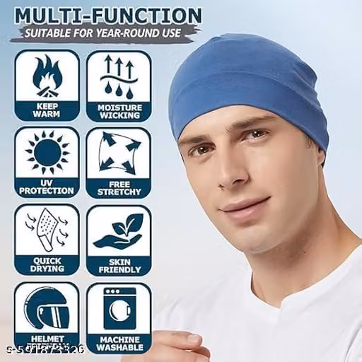 Cotton Lycra Cap for Men & Women – Stretchable Sports & Biking Cap Pack of 2