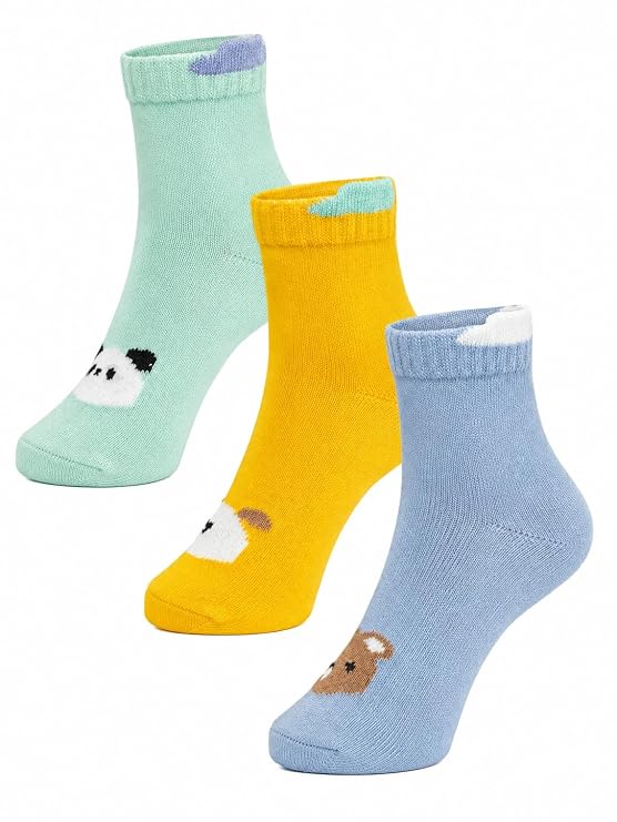 Babycare Anti Skid Ankle Length Socks for Infants Pack of 3 Pairs Non Terry Cotton Blend Grip Socks for Baby Boys & Girls