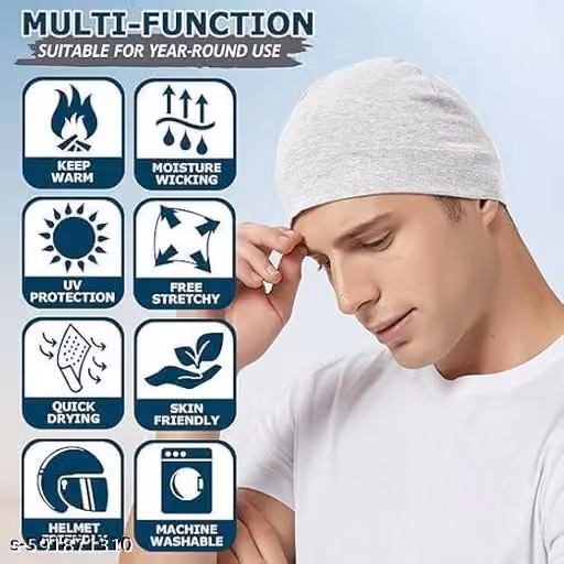 Cotton Lycra Helmet Cap for Men & Women – Stretchable Sports & Biking Cap Pack of 2