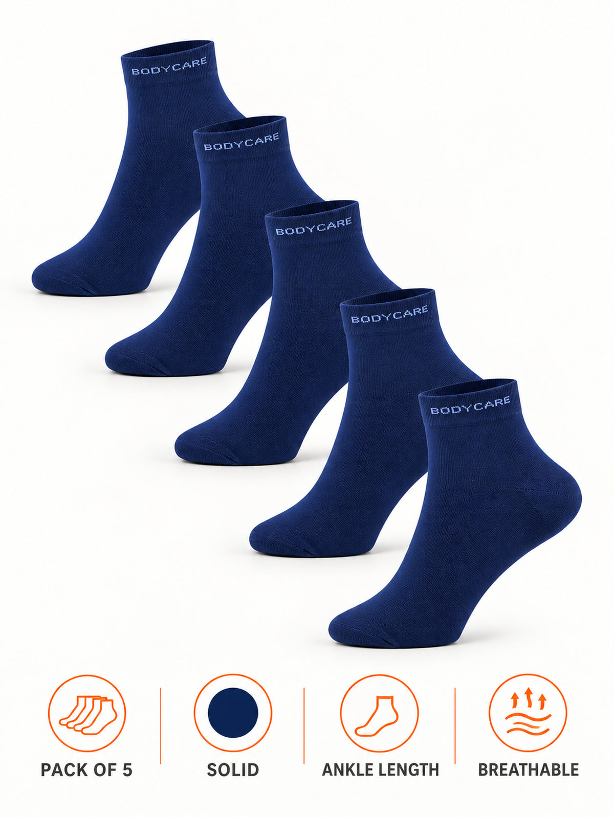 Babycare Unisex Ankle Length Cotton Blend Socks with Antibacterial Moisture Wicking Comfort and Seamless Feel - Pack of 5