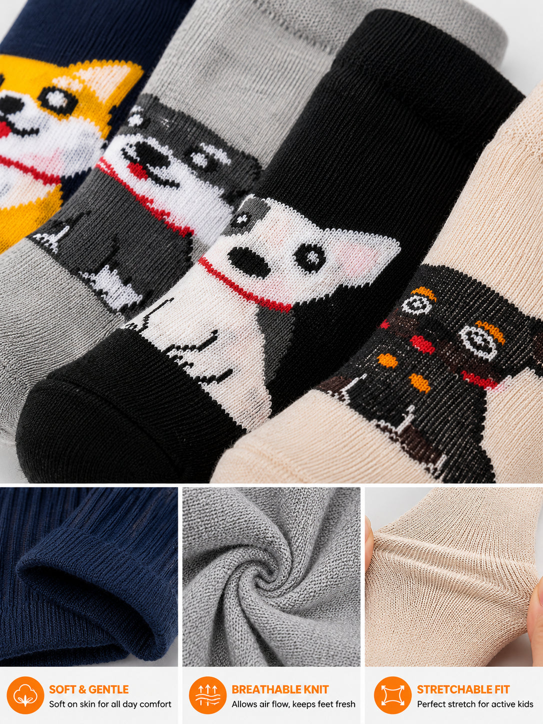 Babycare Boys Cotton Blend Ankle Length Socks with Soft Stretchable Fabric for Casual Wear and Everyday Comfort - Pack of 4