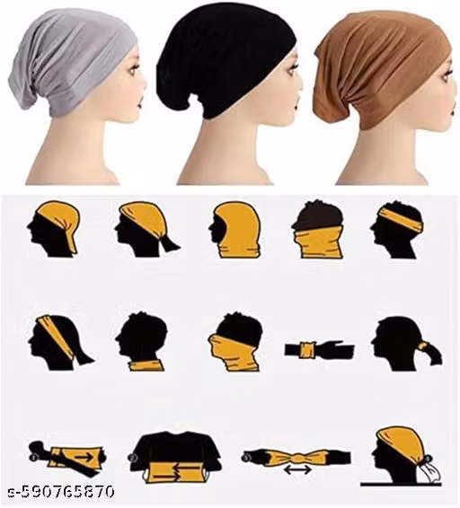 Cotton Multipurpose Head Wrap for Men & Women – Hijab Tube, Headband & Face Cover Pack of 4