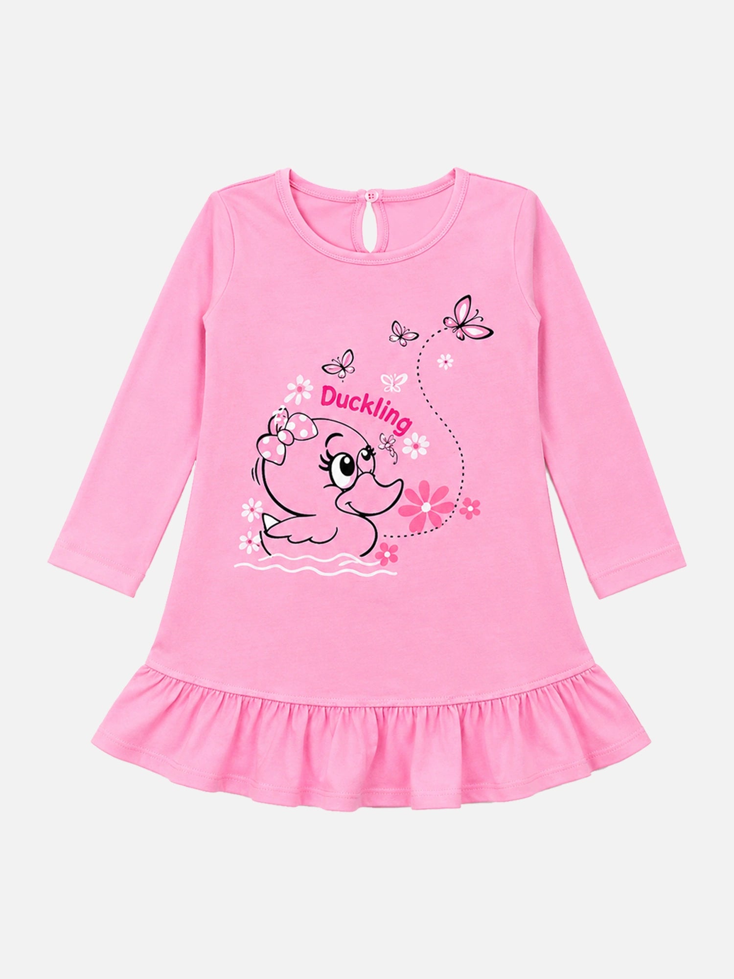 Bodycare Baby Girls 100% Cotton Full Sleeve Frock with Breathable Fabric, Skin Friendly Regular Fit and Comfortable Wear - Pack of 1