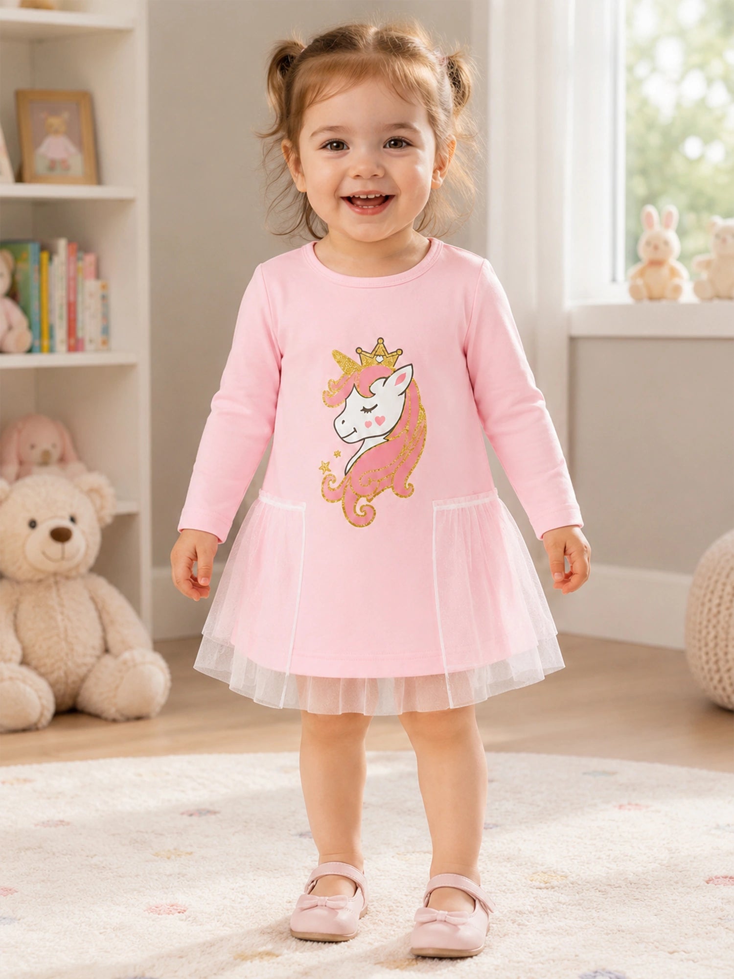 Bodycare Baby Girls Interlock Cotton Frock with Soft Breathable Fabric and Regular Fit for Casual Wear and Everyday Comfort