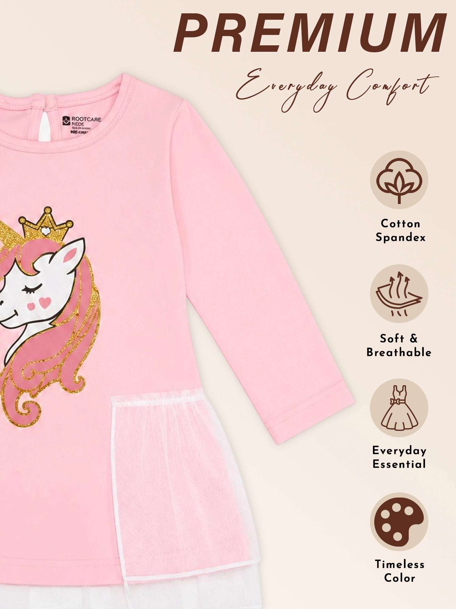 Bodycare Baby Girls Interlock Cotton Frock with Soft Breathable Fabric and Regular Fit for Casual Wear and Everyday Comfort