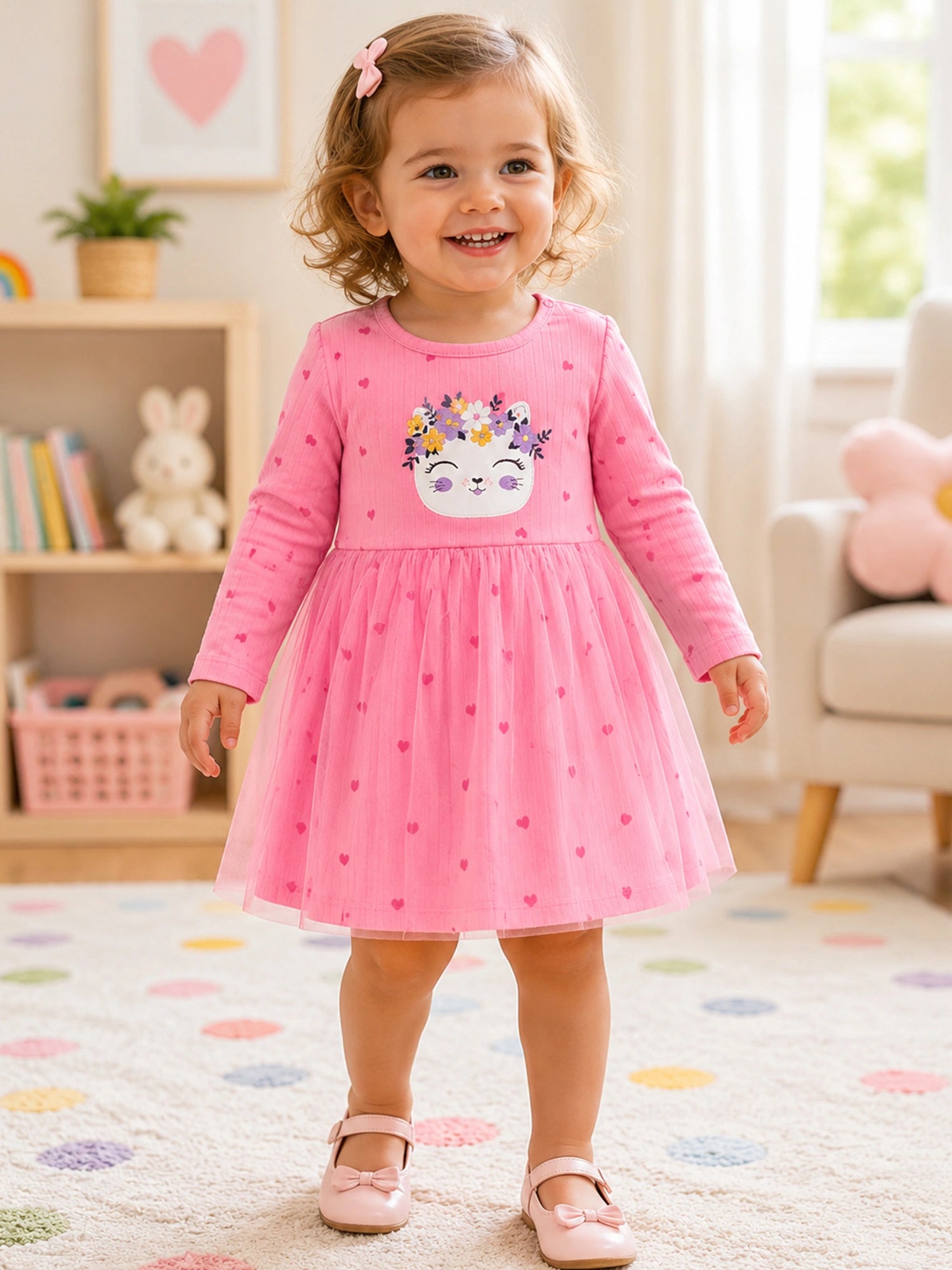 Bodycare Baby Girls Lycra Rib Frock with Regular Fit for Casual Wear, Easy Movement, Everyday Comfort and Regular Use