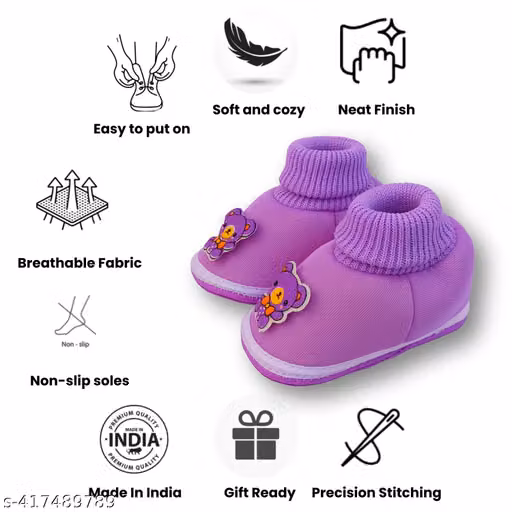 Sunshine Infant Wear Cotton Baby Booties Cartoon Print Slip-On Pack of 2