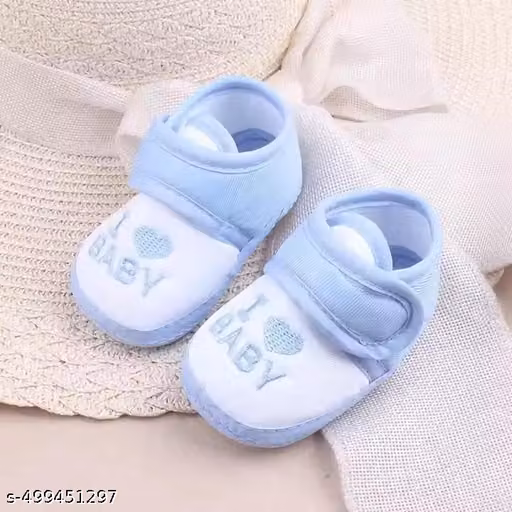 Suntushti Infant Wear Cotton Baby Booties Solid Velcro Pack of 3