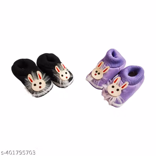 Sunshine Infant Wear Cotton Baby Booties Solid EVA Sole Pack of 2