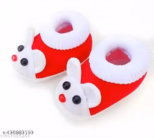 Suntushti Infant Wear Cotton Baby Booties Cartoon Print EVA Sole