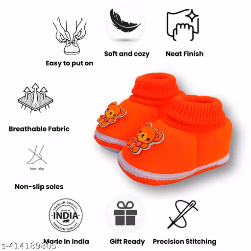 Sunshine Infant Wear Cotton Baby Booties Cartoon Print Slip-On EVA Sole