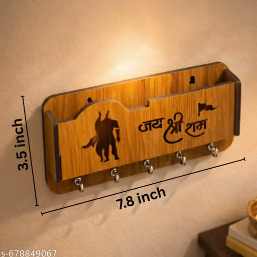 Designer Handcrafted Premium Wooden Key Holder with 5 Hooks Wall Mounted Home Decor Organizer