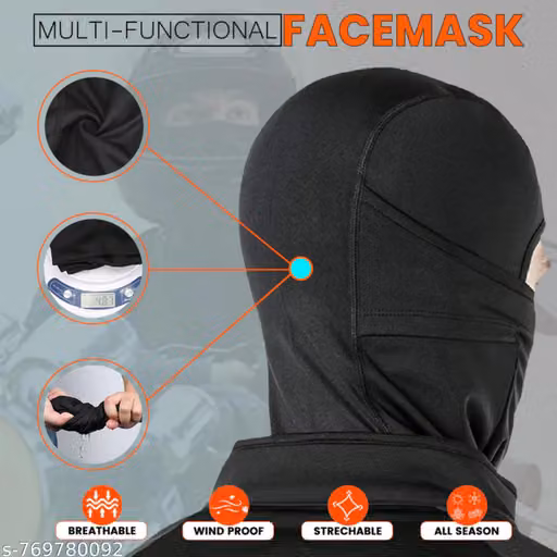 Fratte Balaclava Helmet Mask with Stretchable Arm Sleeves Combo for Bike Riding