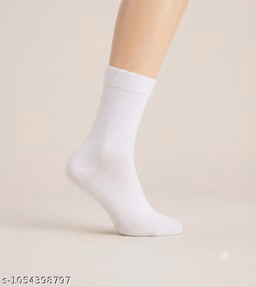 Uday Plus Kids' Premium Cotton Blend School Socks – White Pack of 12
