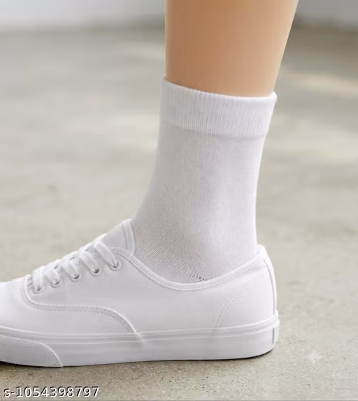 Uday Plus Kids' Premium Cotton Blend School Socks – White Pack of 12