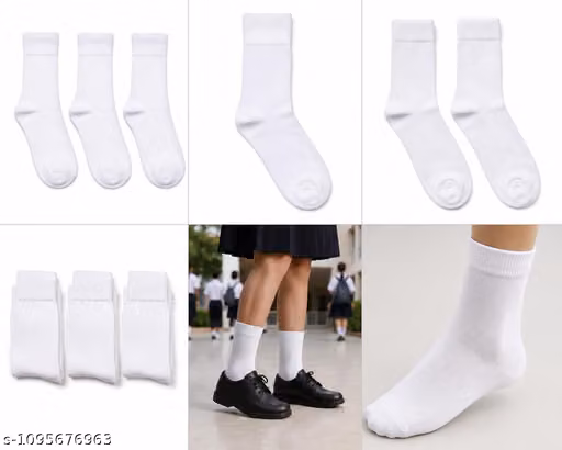 Kids' Premium Cotton White School Socks – Soft Breathable Pack of 4