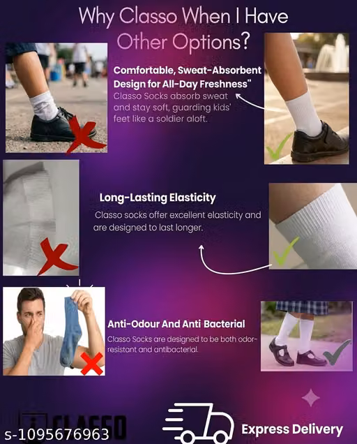 Kids' Premium Cotton White School Socks – Soft Breathable Pack of 4