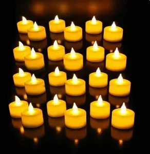 Acrylic Flameless LED Tealight Candles Pack of 24 Yellow