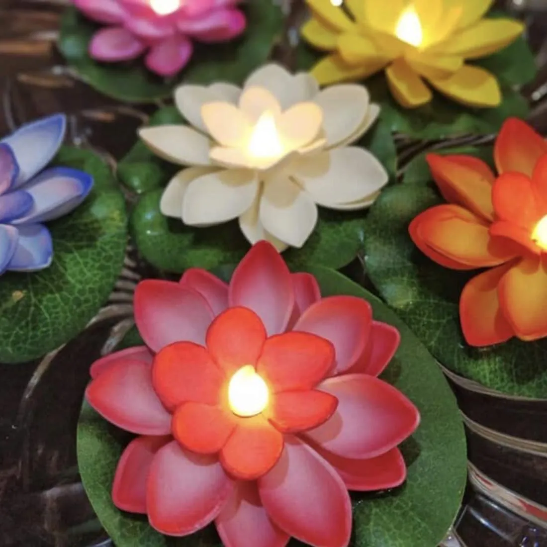 Color Changing Lotus LED Floating Candles Pack of 2