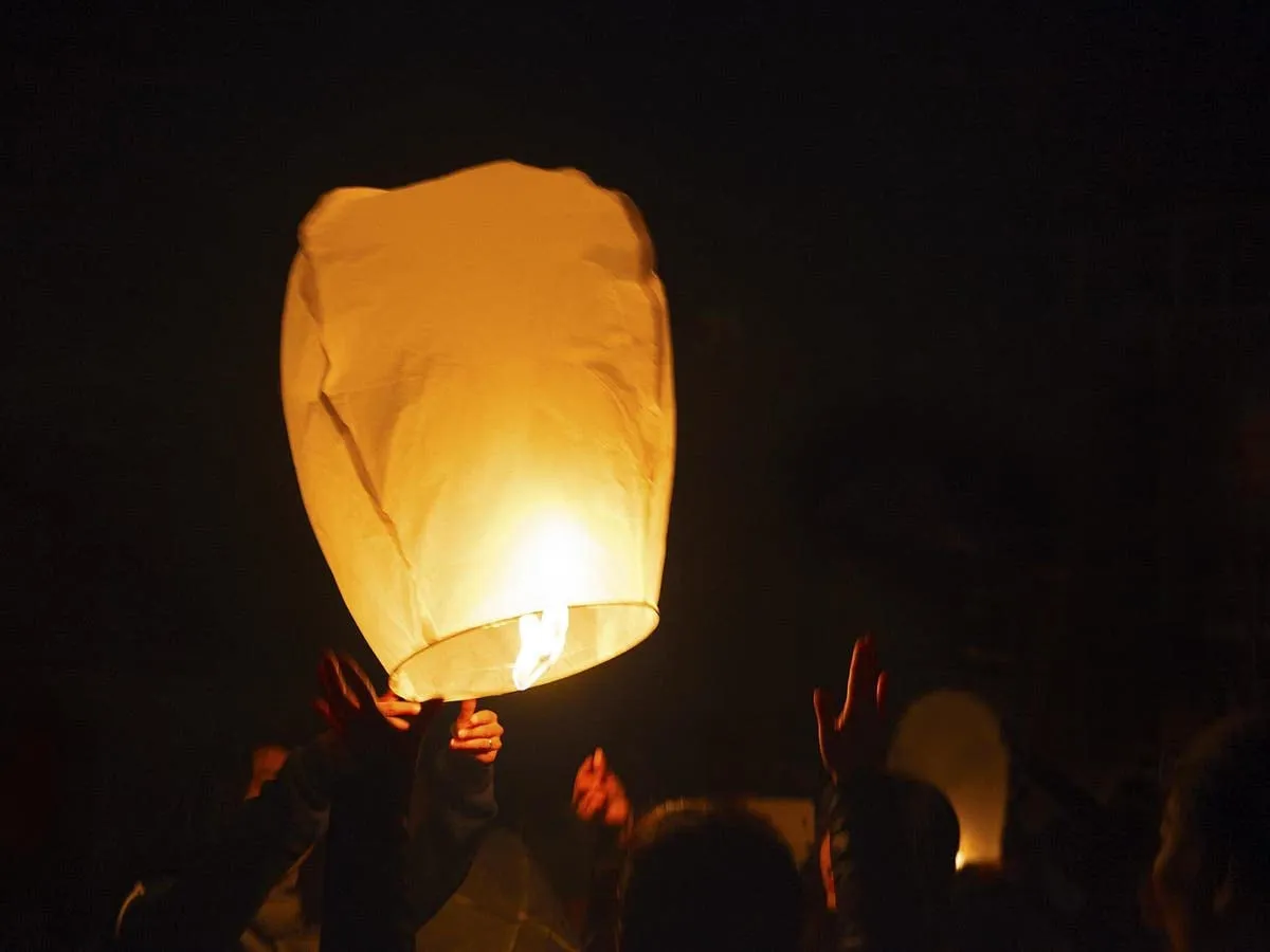 Assorted Colorful Biodegradable Sky Flying Lanterns Pack of 4