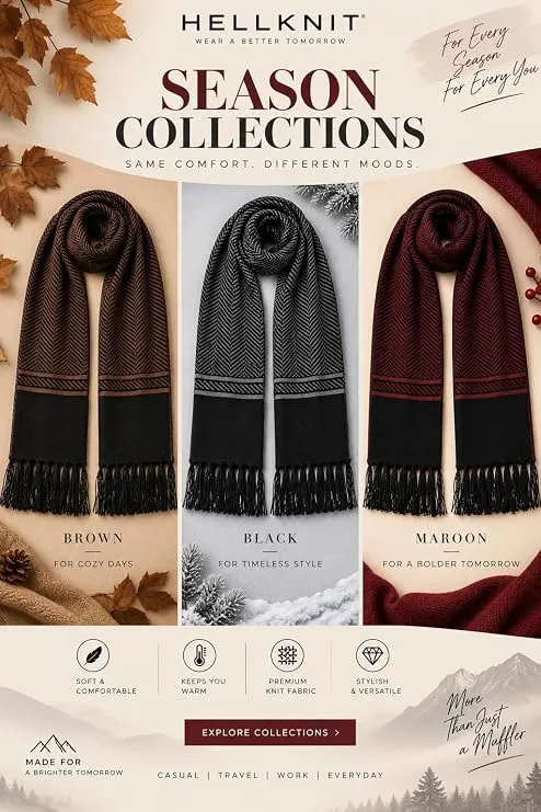 Women’s Woolen Knitted Herringbone Muffler Winter Scarf