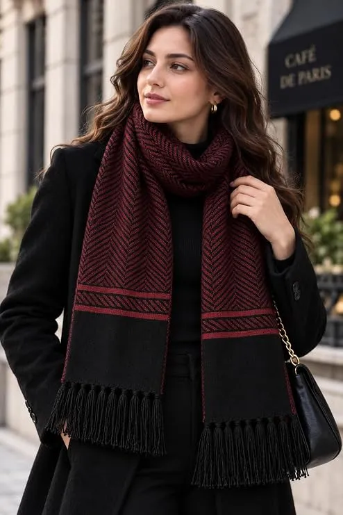 Women’s Woolen Knitted Herringbone Muffler Winter Scarf