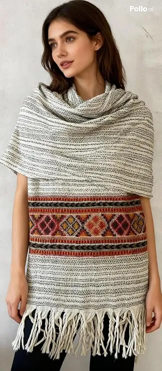 Women’s Kullu Pashmina Wool Shawl with Traditional Tribal Border