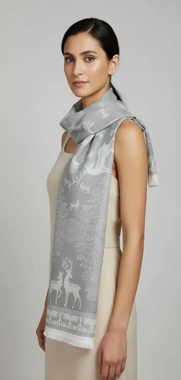 Women’s Satin Finish Cotton Deer Print Summer Stole