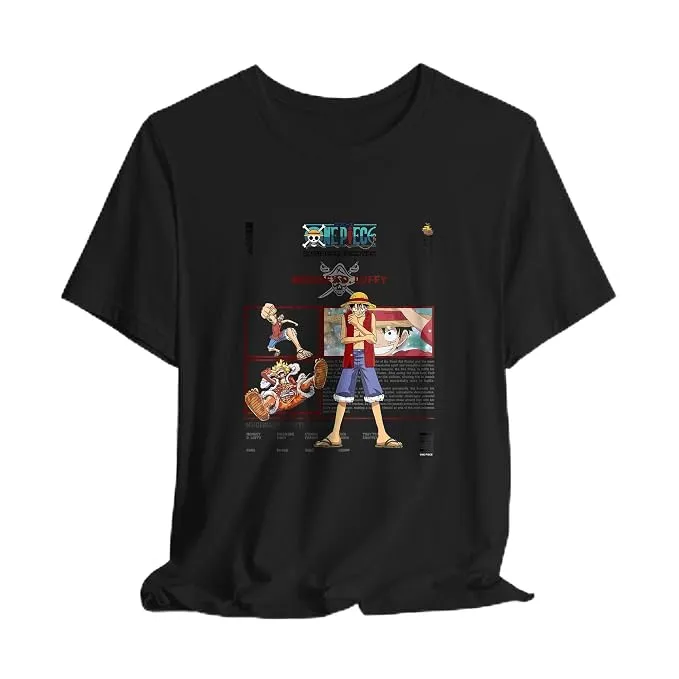Men’s Black Monkey D. Luffy Graphic Cotton T-Shirt