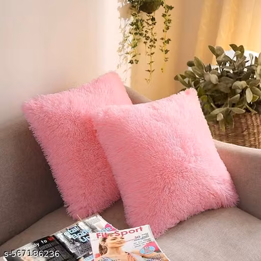 Fuzzy Fluffy Pillow Cover with Zipper 12 × 12 Inch