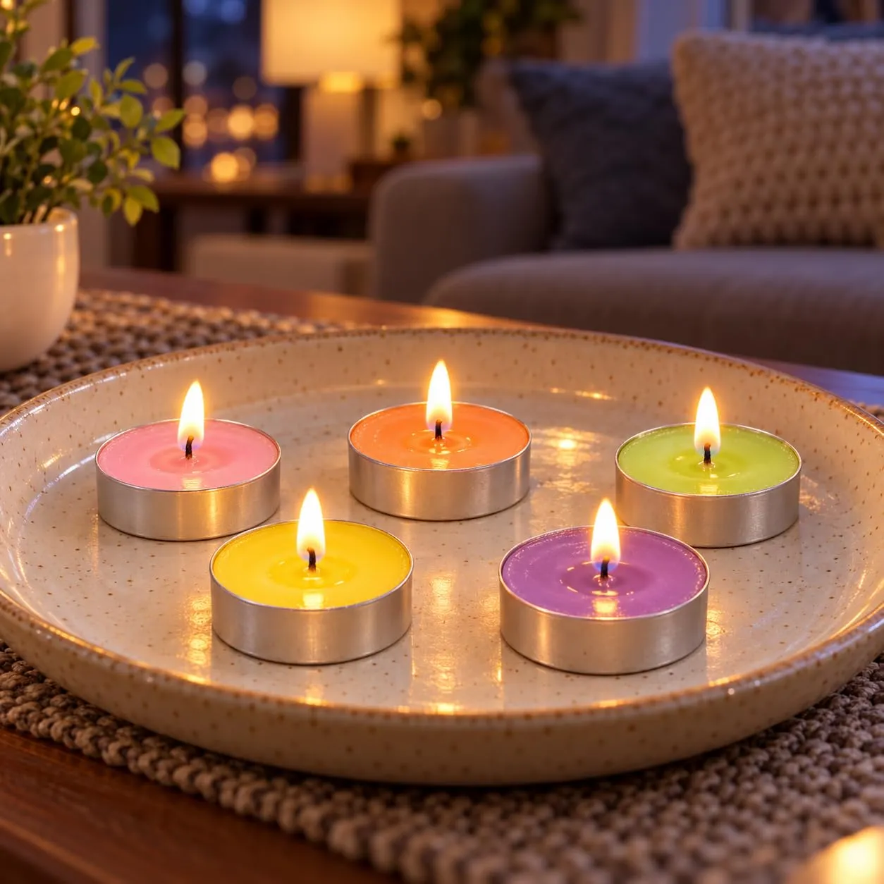 Multicolour Scented Wax Tealight Candles in Aluminium Cups Pack of 50