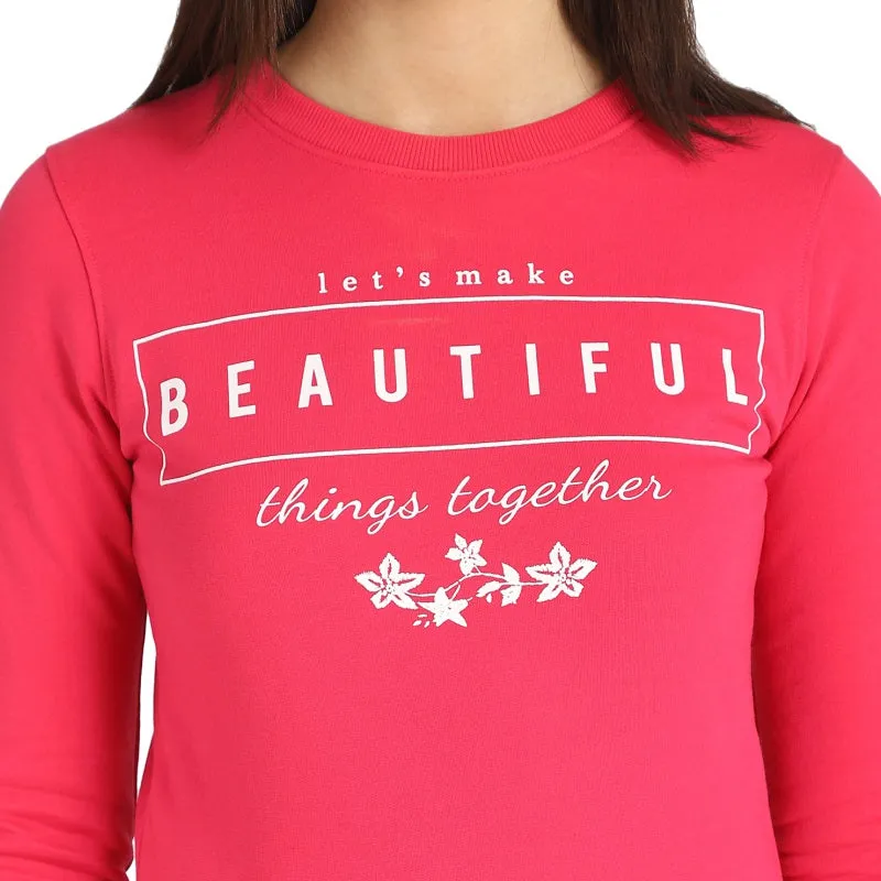Women’s Fleece Sweatshirt – Round Neck Full Sleeves Comfortable Winter Layer
