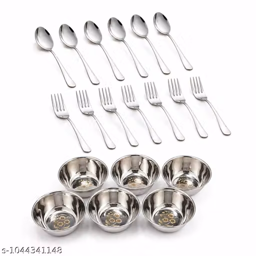 Steel Spoon Fork & Bowl Combo Set