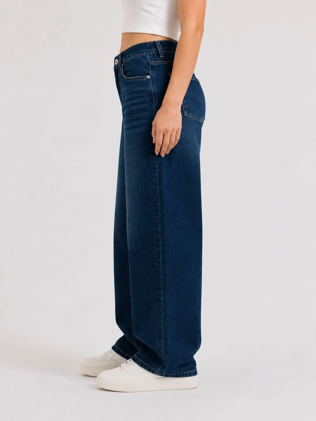 Wide Leg Jeans – Women’s High Waist Relaxed Blue Denim Streetwear Trousers