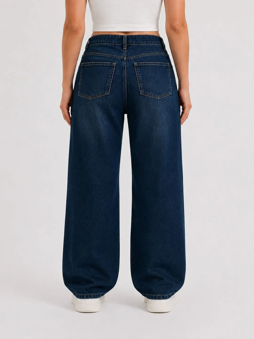 Wide Leg Jeans – Women’s High Waist Relaxed Blue Denim Streetwear Trousers