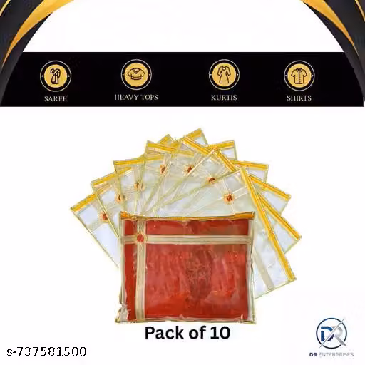 Saree Covers – Pack of 10 Premium Clear PVC Storage Bags for Sarees, Suits & Clothes