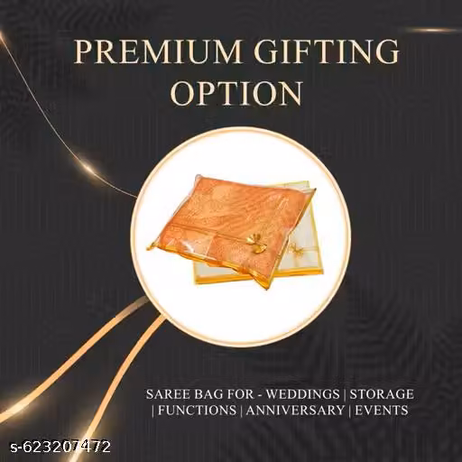 Saree Cover – Golden Premium Non-Woven Storage Bag with Transparent Window & Zip