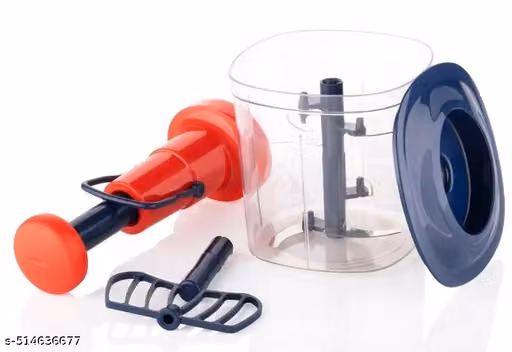 650ml Manual Hand Press Vegetable Chopper with 3 Stainless Steel Blades