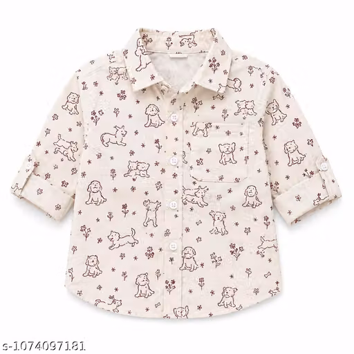Kids Cotton Puppy Printed Shirt & Pajama Night Suit Set