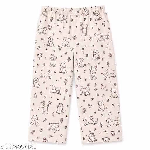 Kids Cotton Puppy Printed Shirt & Pajama Night Suit Set
