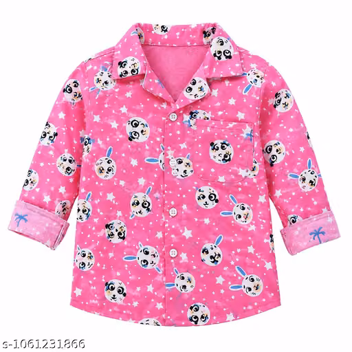 Kids Cotton Cartoon Printed Shirt & Pajama Night Suit Set