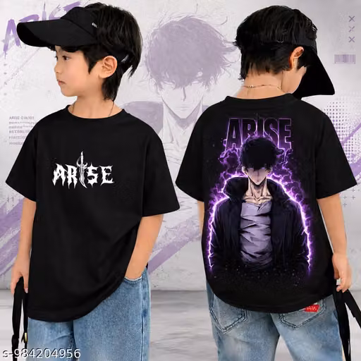 Kids ARISE Anime Printed Black Co-Ord Set for Boys