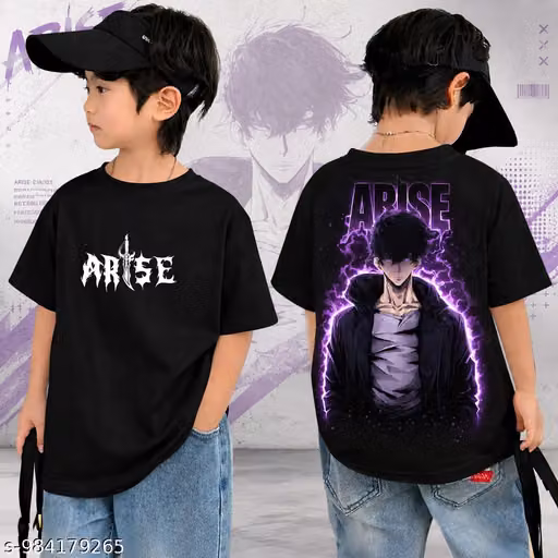 Kids ARISE Anime Printed Black T-Shirt and Shorts Set