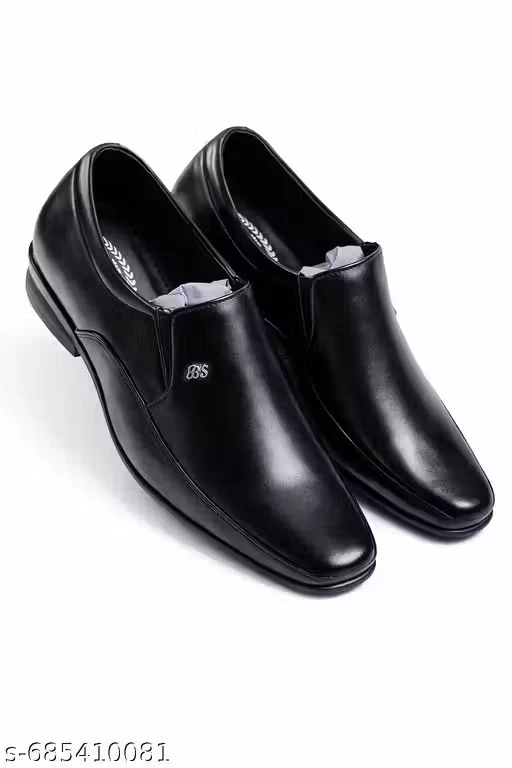 Men’s Black Formal Slip-On Shoes | Premium Leather Finish | Office & Party Wear