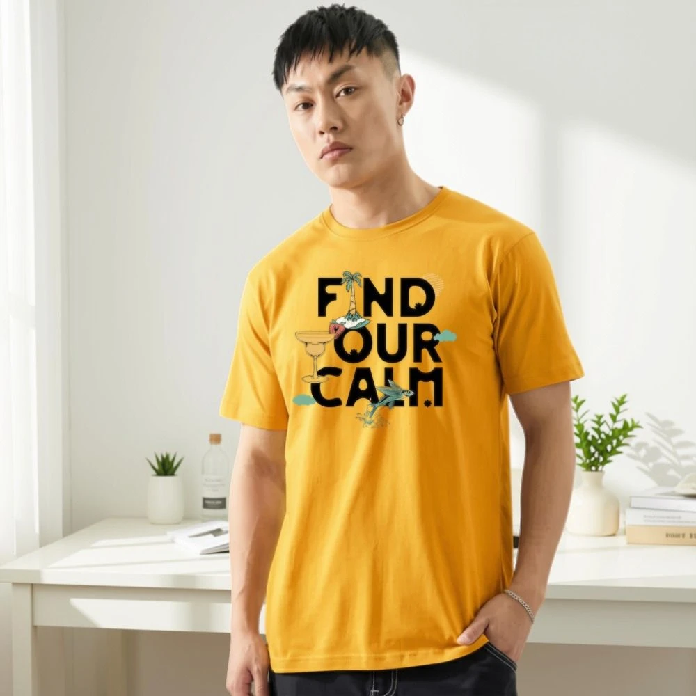 Men’s Printed Regular Fit Polycotton T-Shirt for Casual Wear