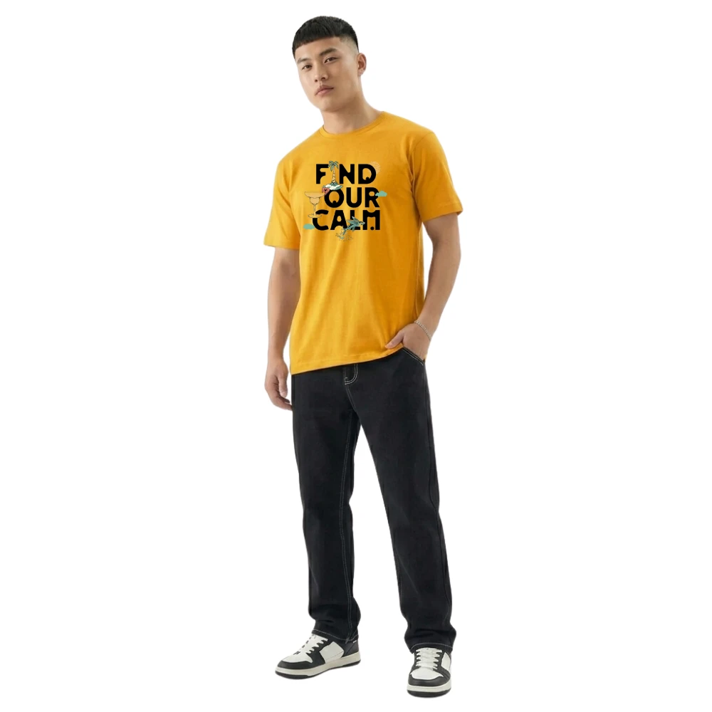 Men's Round Neck Printed T Shirt | Stylish Half Sleeve Polycotton Blend T-Shirt for Men