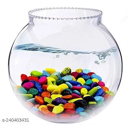 ArthaRupa Transparent Clear Glass Fish Bowl Aquarium Fish Pot Vase, Rust Resistant Bowl, Terrarium Glass Bubble Bowl for Home Decor and Office Decor (8 Inch)