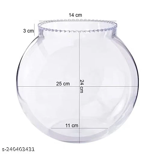 ArthaRupa Transparent Clear Glass Fish Bowl Aquarium Fish Pot Vase, Rust Resistant Bowl, Terrarium Glass Bubble Bowl for Home Decor and Office Decor (8 Inch)